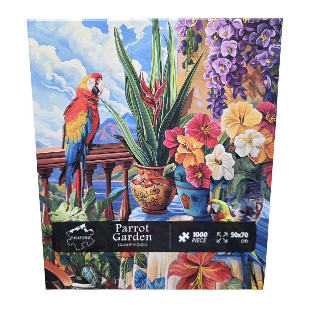 Pickforu Parrot Garden 1000 Piece Jigsaw‎ Puzzle Parrots Flowers Multi Color